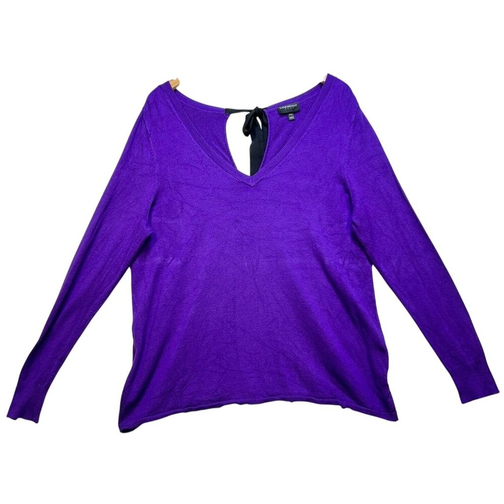 Lane Bryant Women's Rayon Pullover Sweater Stretch Size 14/16 Purple Long Sleeve